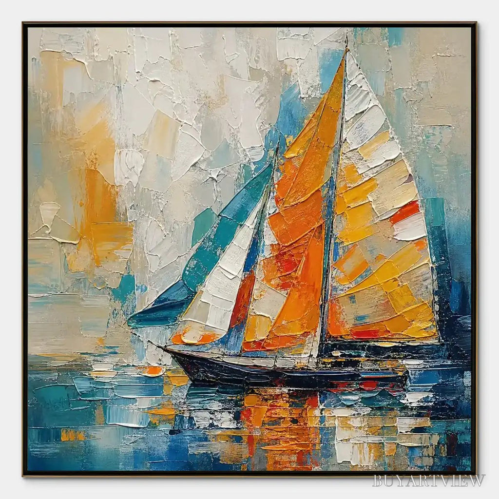 ARTOVITAS Harbor Carnival – Colorful Sailboat Coastal Painting - image 1