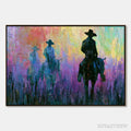 ARTOVITAS Dusk Riders – Colorful Abstract Western Impasto Oil Painting - image 1