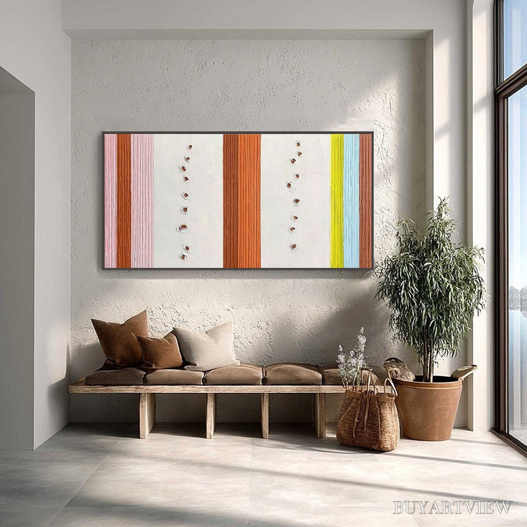ARTOVITAS Color Cadence – Textured Colorful Abstract Impasto Stripe Painting - image 2