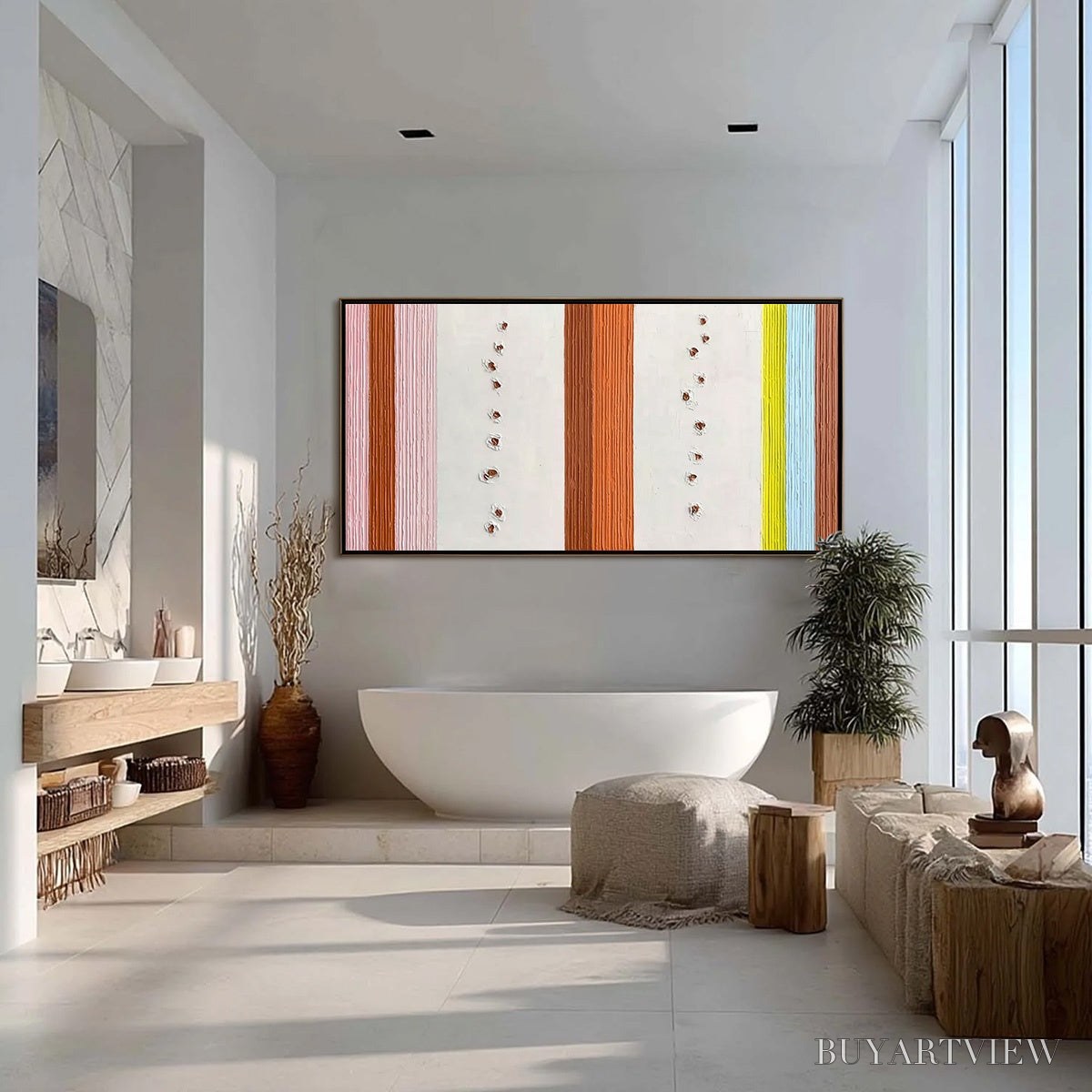 ARTOVITAS Color Cadence – Textured Colorful Abstract Impasto Stripe Painting - image 4