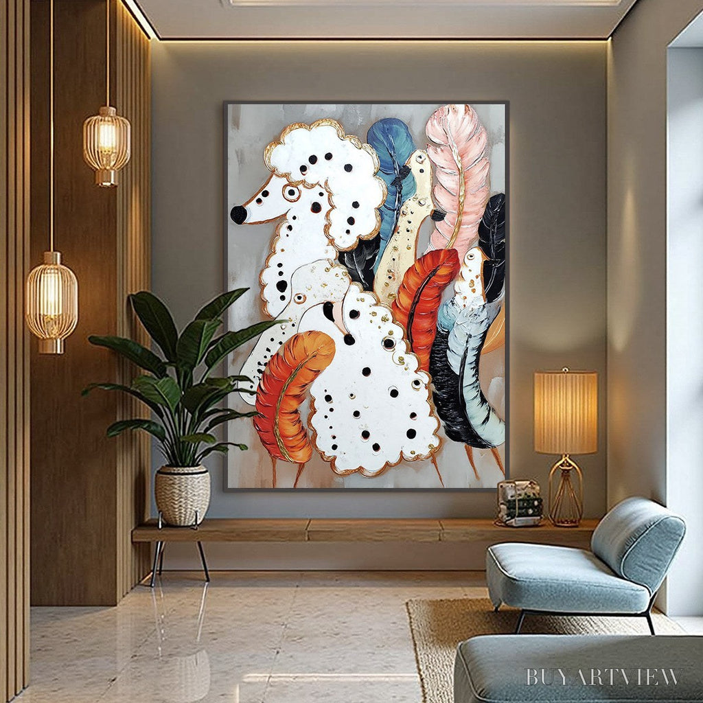 ARTOVITAS Canine Couture – Whimsical Abstract Poodle and Feather Painting - image 4
