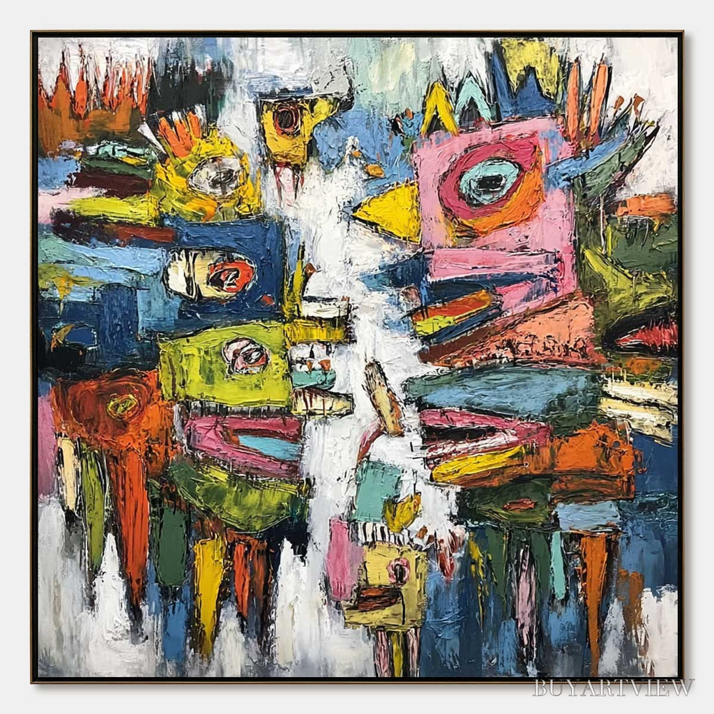 ARTOVITAS Concrete Carnival – Large Colorful Abstract Impasto - image 1