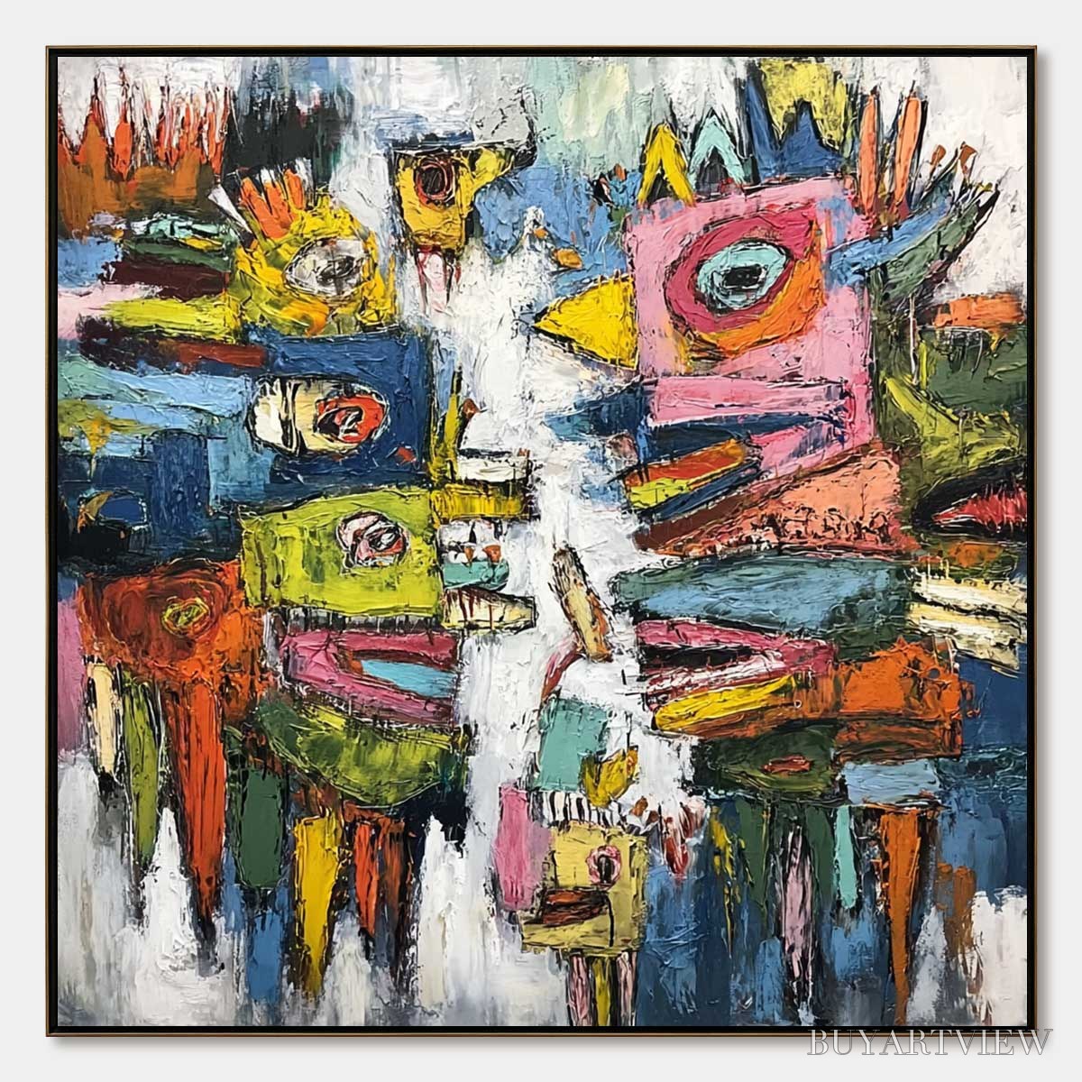 ARTOVITAS Concrete Carnival – Large Colorful Abstract Impasto - image 1