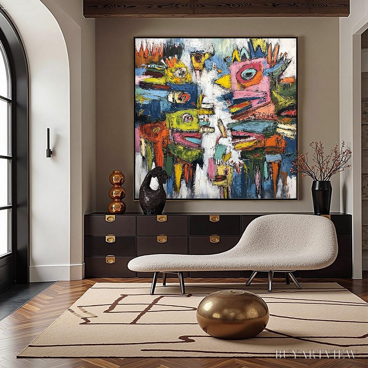 ARTOVITAS Concrete Carnival – Large Colorful Abstract Impasto - image 2