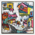 ARTOVITAS Chromatic Riot – Large Colorful Textured Abstract Cityscape Painting - image 1