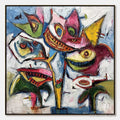 ARTOVITAS Carnival of Smiles – Large Colorful Abstract Impasto - image 1