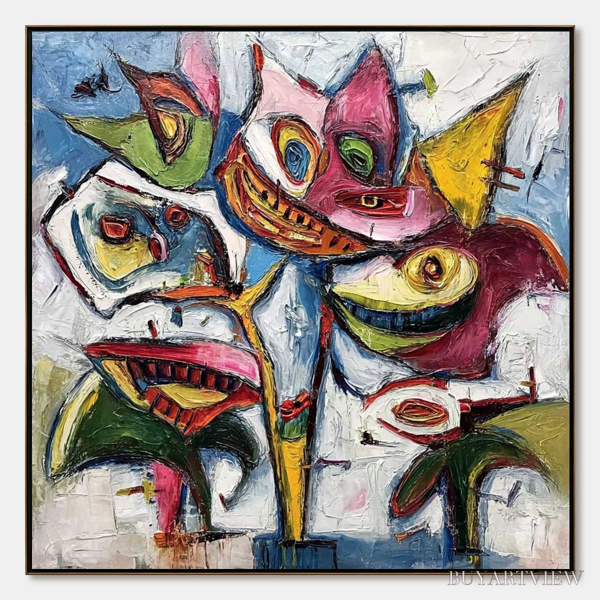 ARTOVITAS Carnival of Smiles – Large Colorful Abstract Impasto - image 1