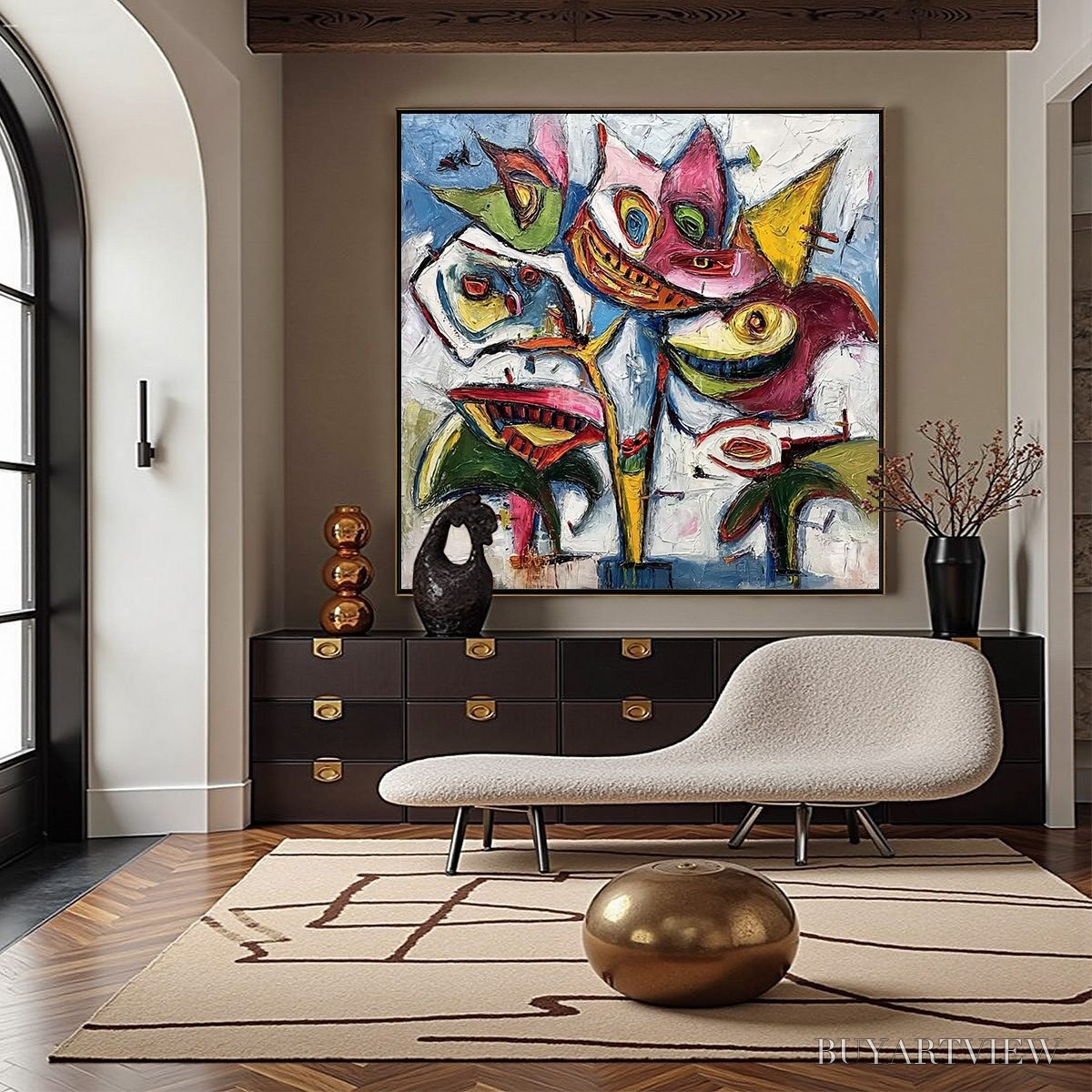 ARTOVITAS Carnival of Smiles – Large Colorful Abstract Impasto - image 2