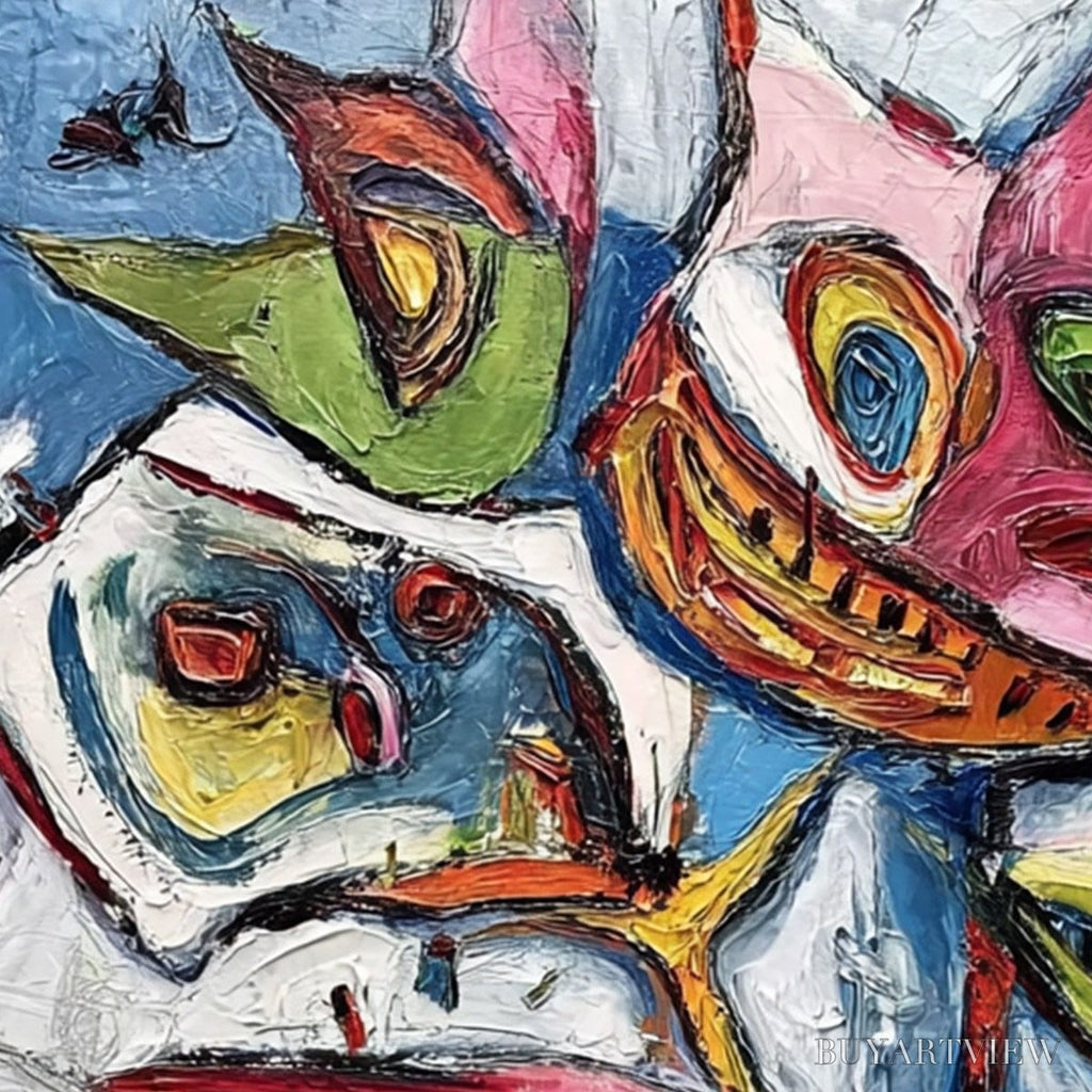 ARTOVITAS Carnival of Smiles – Large Colorful Abstract Impasto - image 3