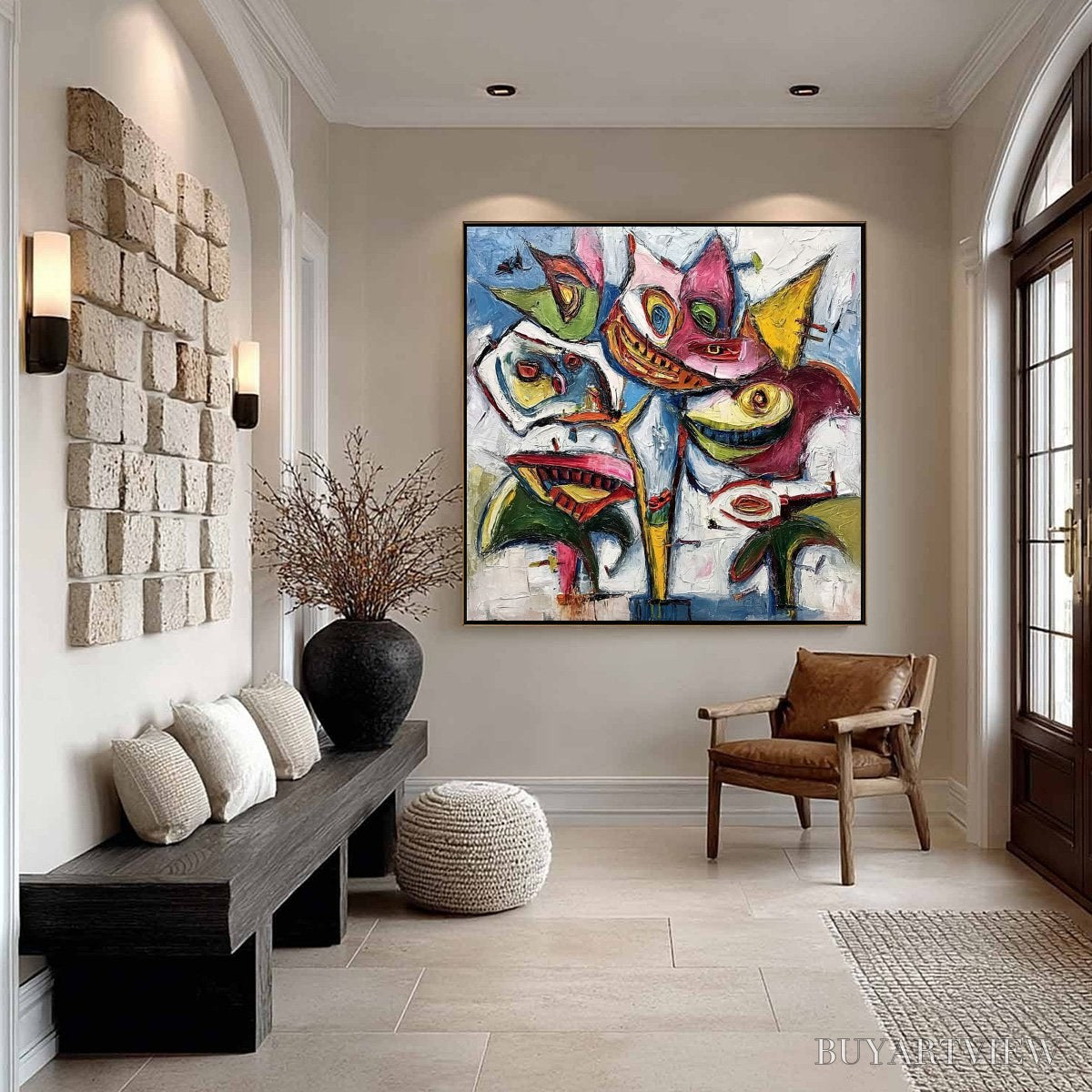 ARTOVITAS Carnival of Smiles – Large Colorful Abstract Impasto - image 4
