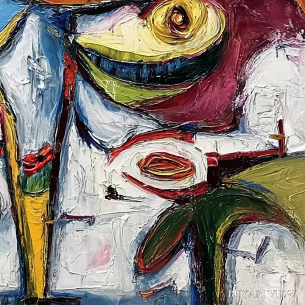ARTOVITAS Carnival of Smiles – Large Colorful Abstract Impasto - image 5