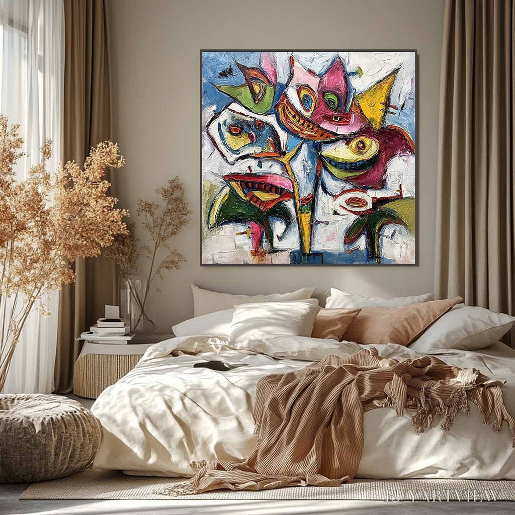 ARTOVITAS Carnival of Smiles – Large Colorful Abstract Impasto - image 6