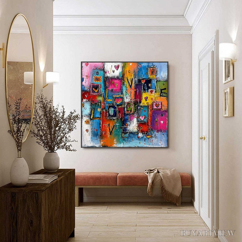 ARTOVITAS Heartbeat Symphony – Colorful Abstract Love & Hearts Impasto Painting - image 6