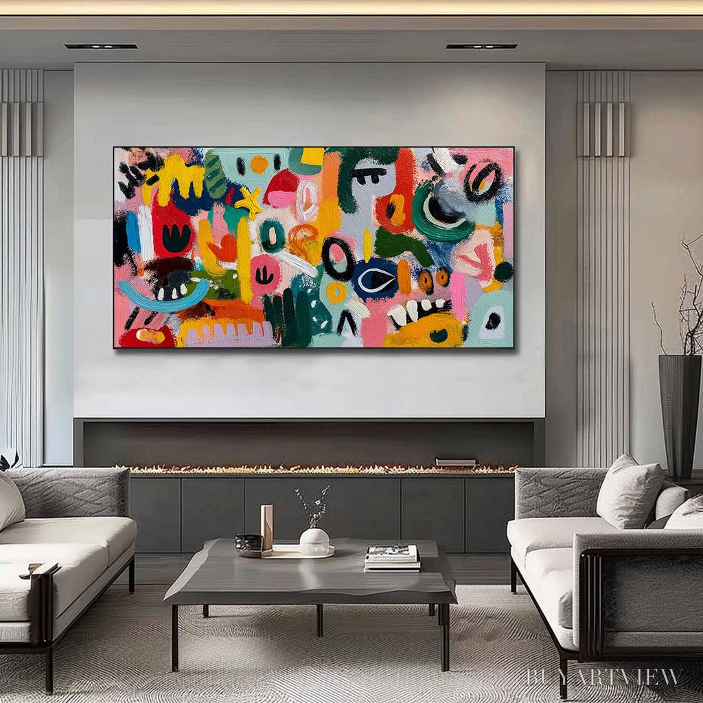 ARTOVITAS Joyful Chaos – Vibrant Large Horizontal Abstract Expressionist - image 2