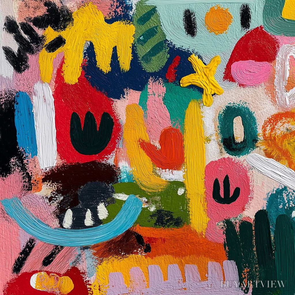 ARTOVITAS Joyful Chaos – Vibrant Large Horizontal Abstract Expressionist - image 3