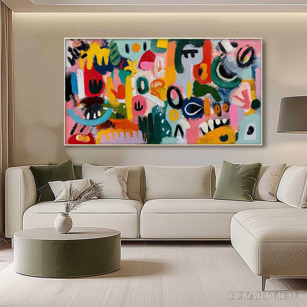 ARTOVITAS Joyful Chaos – Vibrant Large Horizontal Abstract Expressionist - image 4