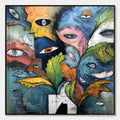 ARTOVITAS Spectators – Large Colorful Abstract Faces Impasto Painting - image 1