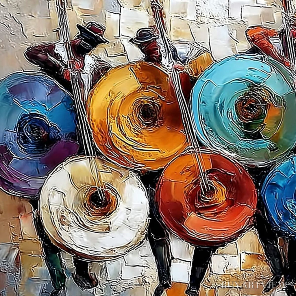 ARTOVITAS Harmony in Hues – Textured Palette Knife Painting of Musicians - image 3