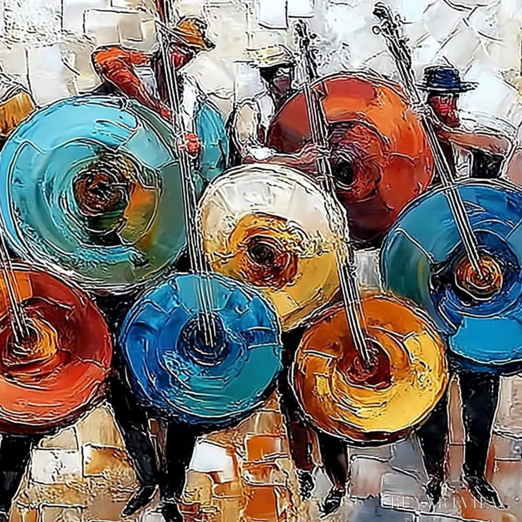 ARTOVITAS Harmony in Hues – Textured Palette Knife Painting of Musicians - image 5