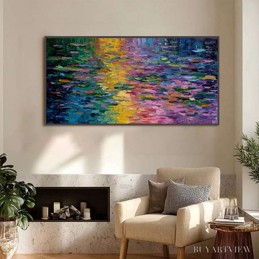ARTOVITAS Waterlily Serenade – Colorful Abstract Water Lilies Impasto Oil Painting - image 2