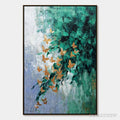 ARTOVITAS Emerald Flutter – Textured Abstract Butterfly Painting with Golden Accents - image 1