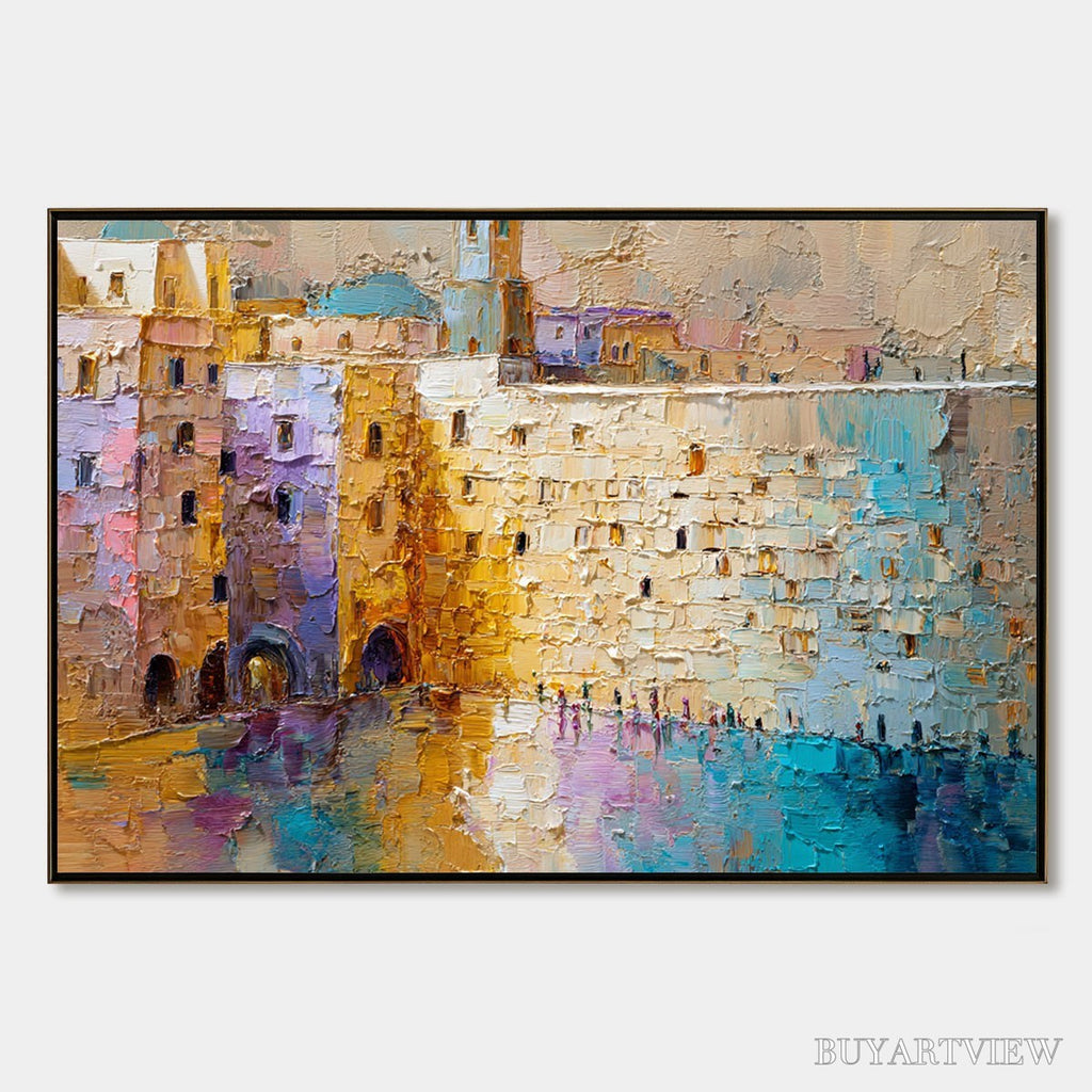 ARTOVITAS Citadel of Memories – Textured Impasto Cityscape Oil Painting - image 1