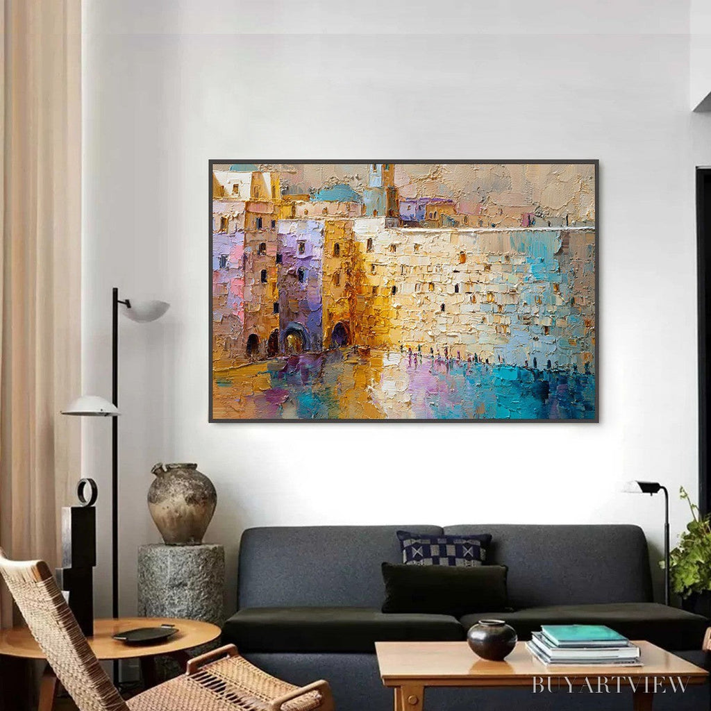 ARTOVITAS Citadel of Memories – Textured Impasto Cityscape Oil Painting - image 2