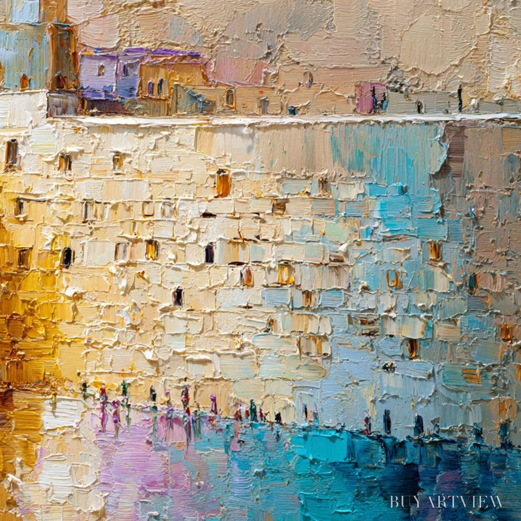 ARTOVITAS Citadel of Memories – Textured Impasto Cityscape Oil Painting - image 3