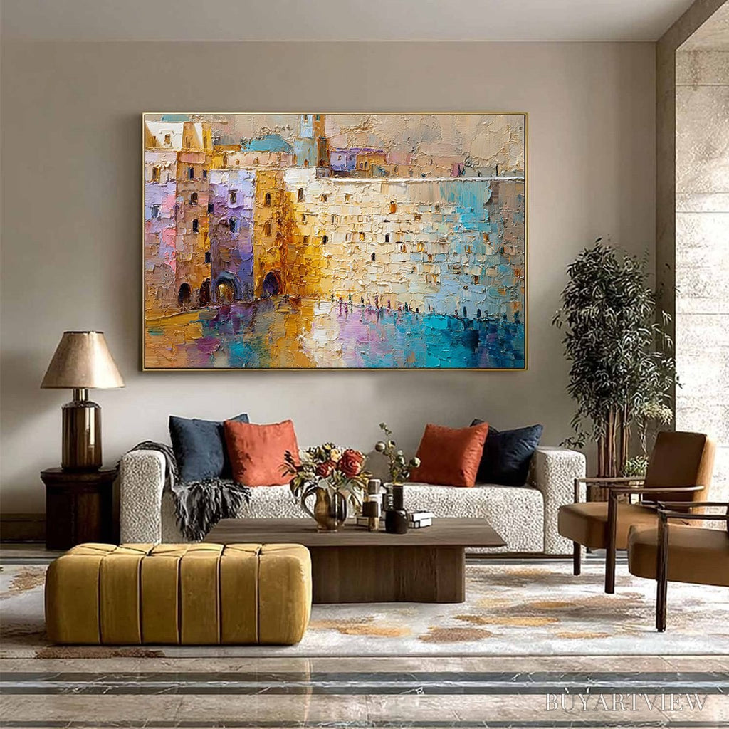 ARTOVITAS Citadel of Memories – Textured Impasto Cityscape Oil Painting - image 4