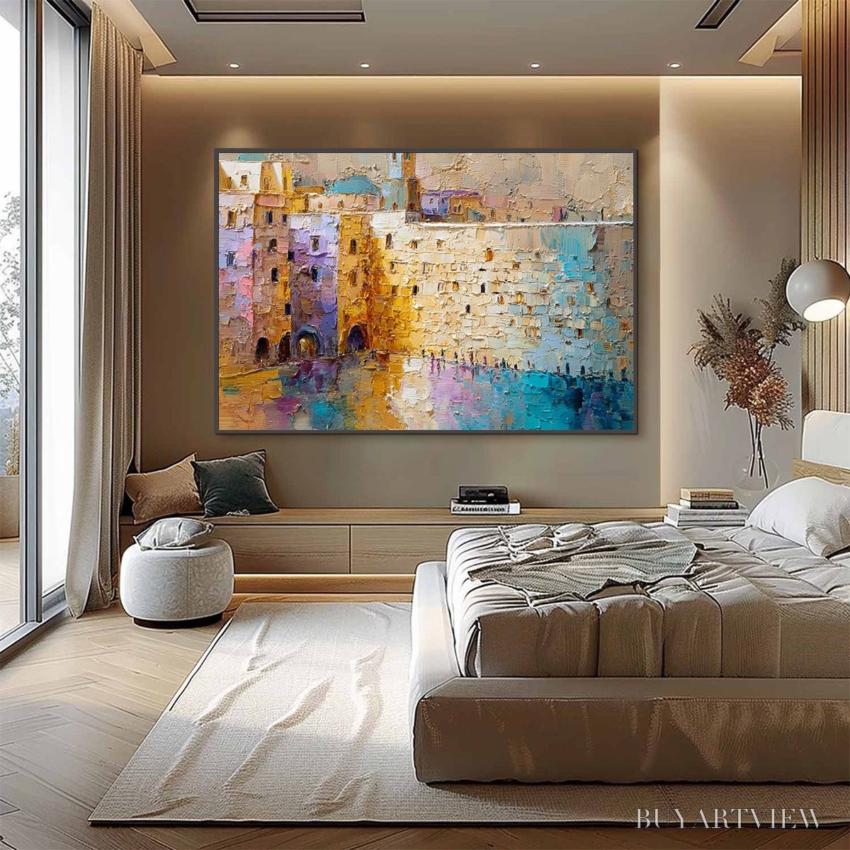 ARTOVITAS Citadel of Memories – Textured Impasto Cityscape Oil Painting - image 6