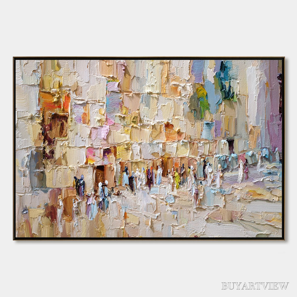 ARTOVITAS Stones of Solace – Textured Impasto Painting of an Ancient Cityscape - image 1