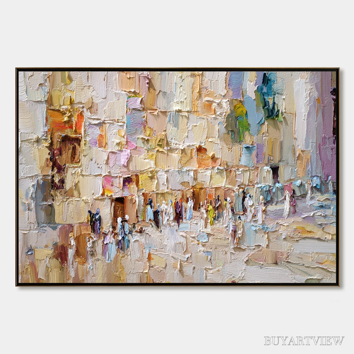 ARTOVITAS Stones of Solace – Textured Impasto Painting of an Ancient Cityscape - image 1