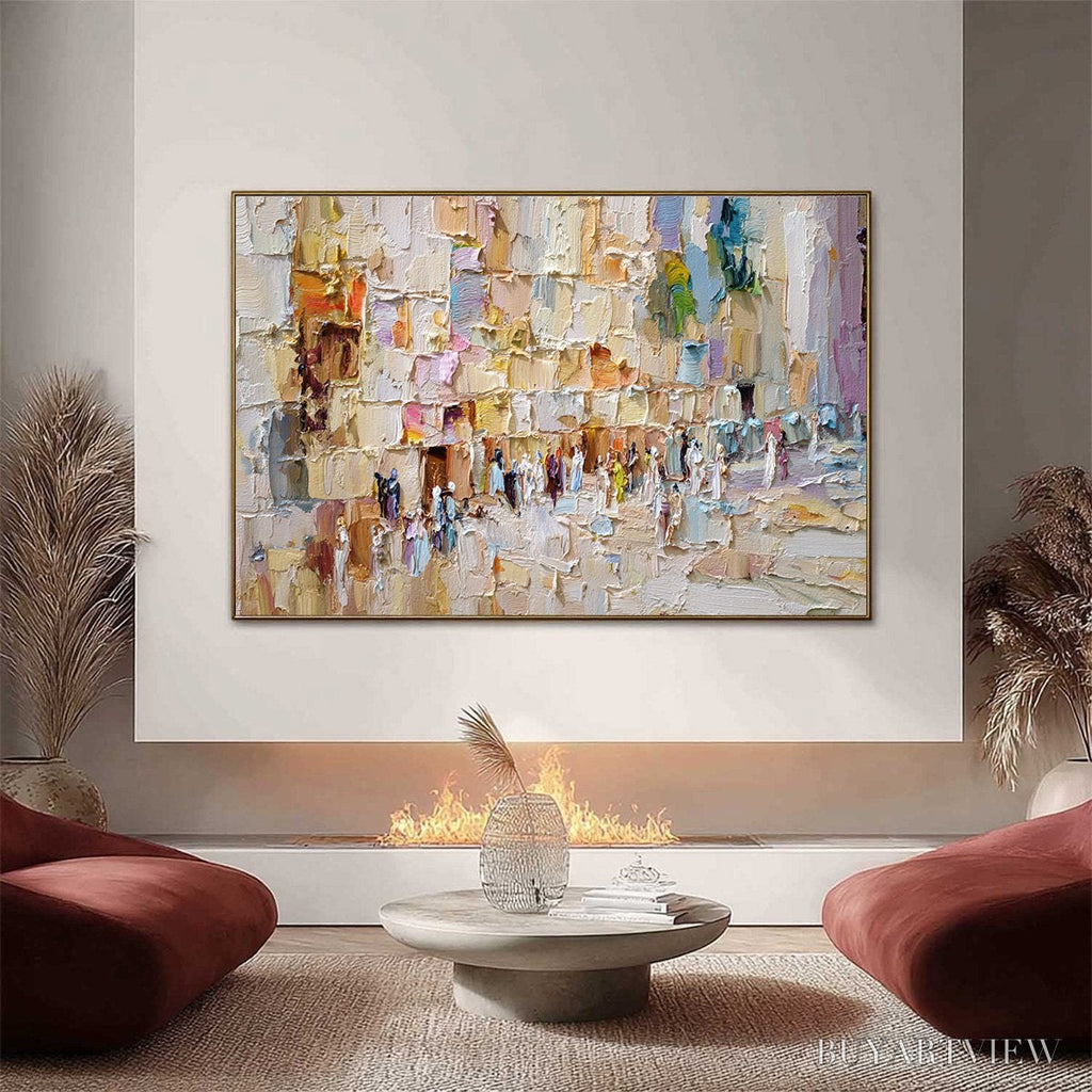 ARTOVITAS Stones of Solace – Textured Impasto Painting of an Ancient Cityscape - image 2