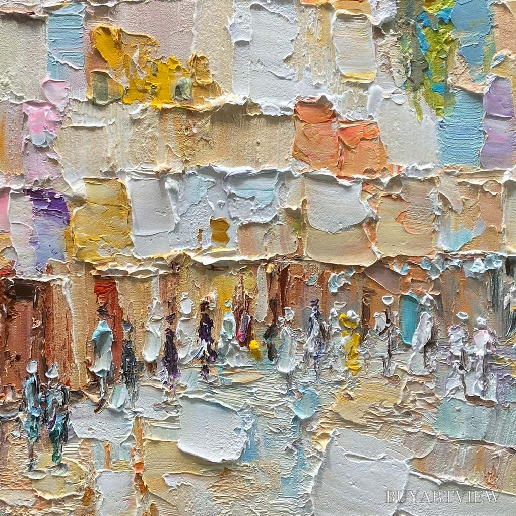 ARTOVITAS Stones of Solace – Textured Impasto Painting of an Ancient Cityscape - image 3