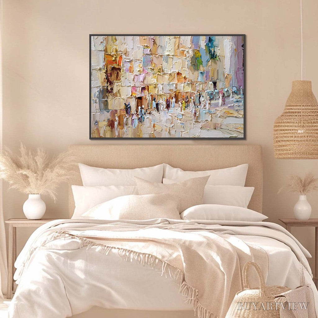 ARTOVITAS Stones of Solace – Textured Impasto Painting of an Ancient Cityscape - image 4