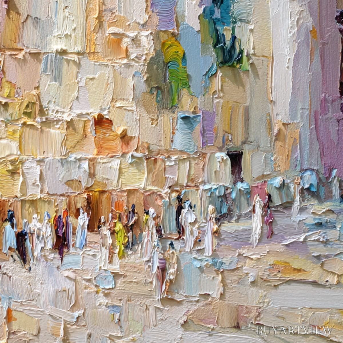 ARTOVITAS Stones of Solace – Textured Impasto Painting of an Ancient Cityscape - image 6