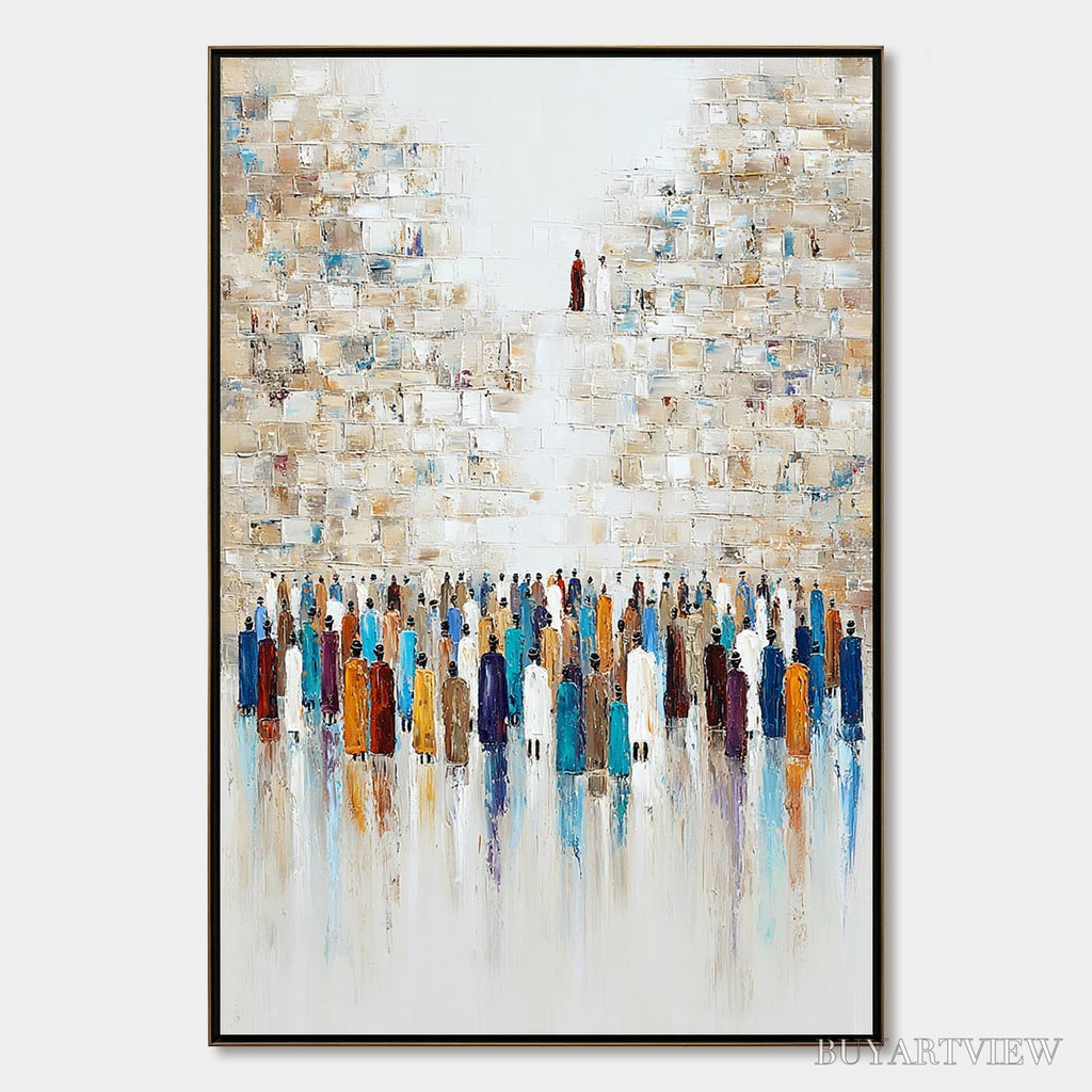 ARTOVITAS Wall of Ages – Textured Impasto Painting of a Historic Pilgrimage - image 1