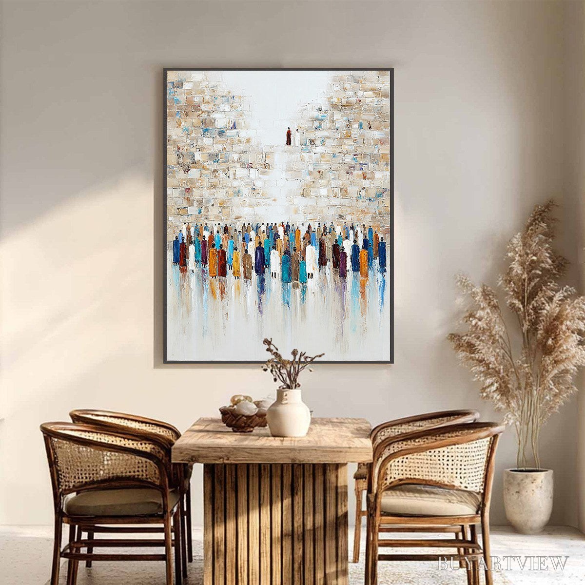 ARTOVITAS Wall of Ages – Textured Impasto Painting of a Historic Pilgrimage - image 2