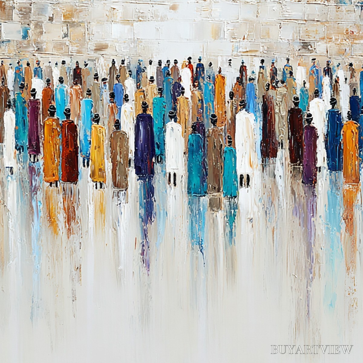 ARTOVITAS Wall of Ages – Textured Impasto Painting of a Historic Pilgrimage - image 3