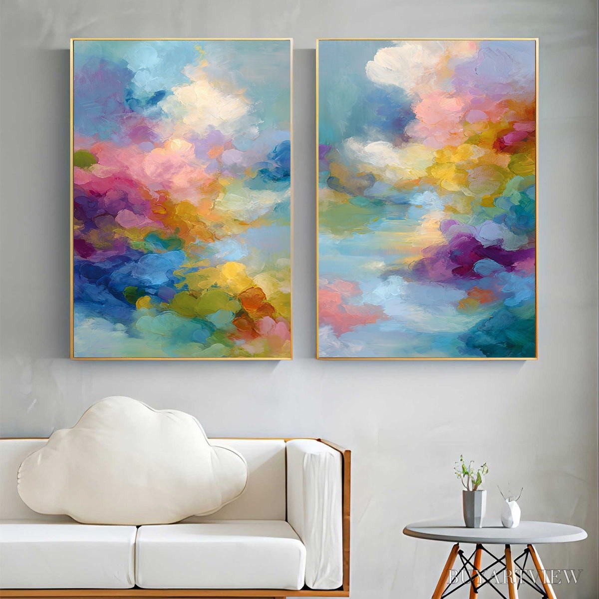 ARTOVITAS Dreamscape Melody – Colorful Abstract Cloudscape Painting Set of 2 - image 2