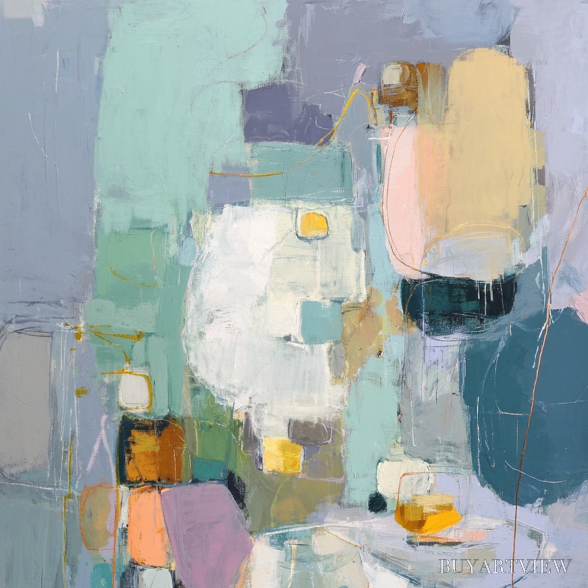 ARTOVITAS Morning Chorus – Colorful Modern Abstract Composition Painting - image 3