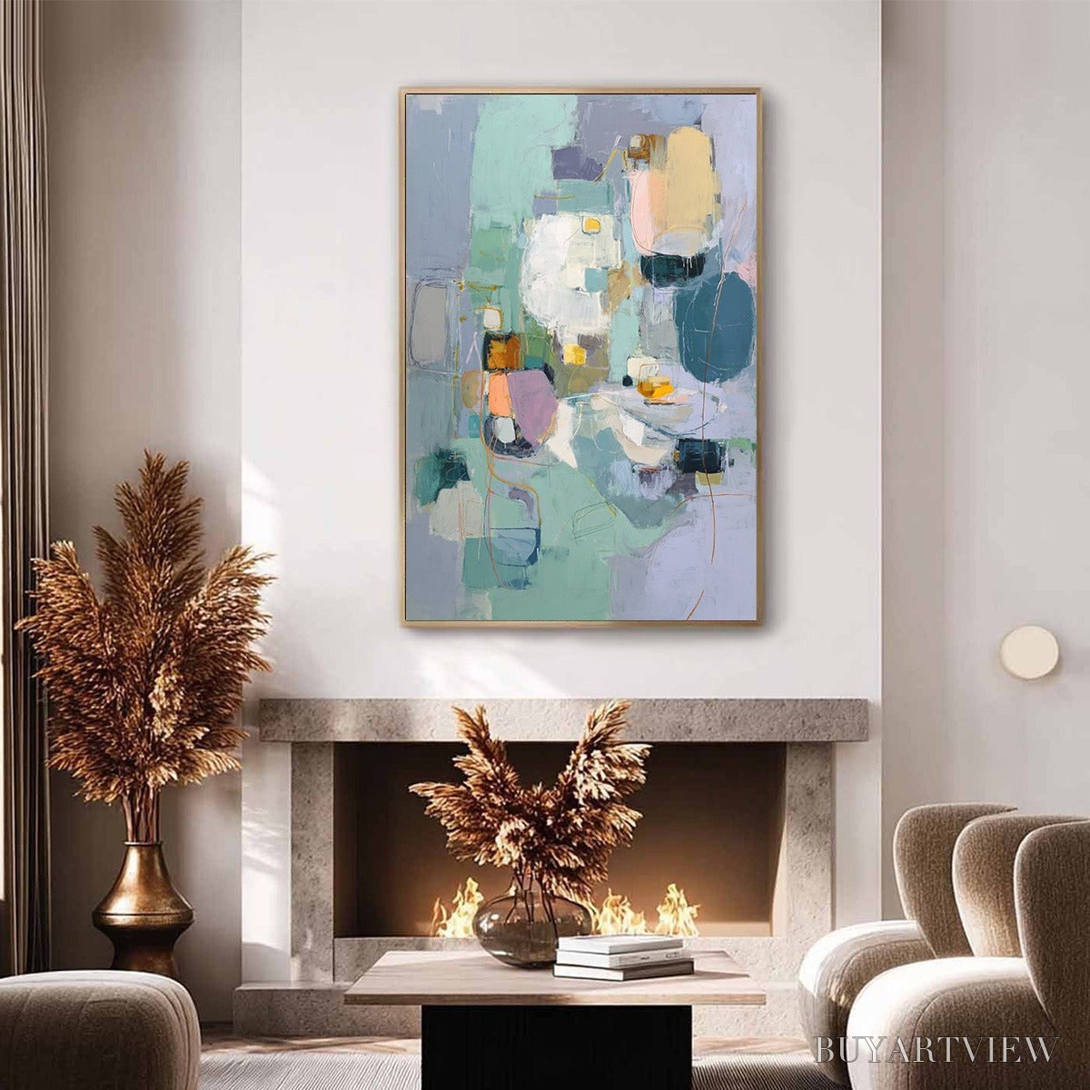 ARTOVITAS Morning Chorus – Colorful Modern Abstract Composition Painting - image 4