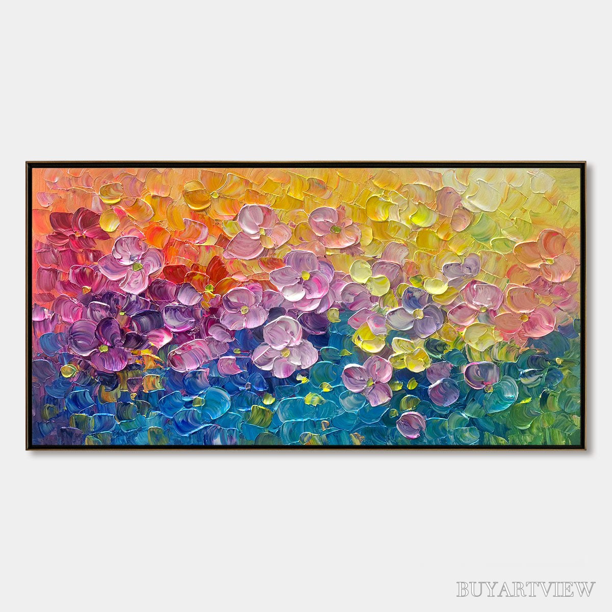 ARTOVITAS Ready to Ship | Rainbow Falls | 28''X56'' | 70x140cm | Black Frame - image 3