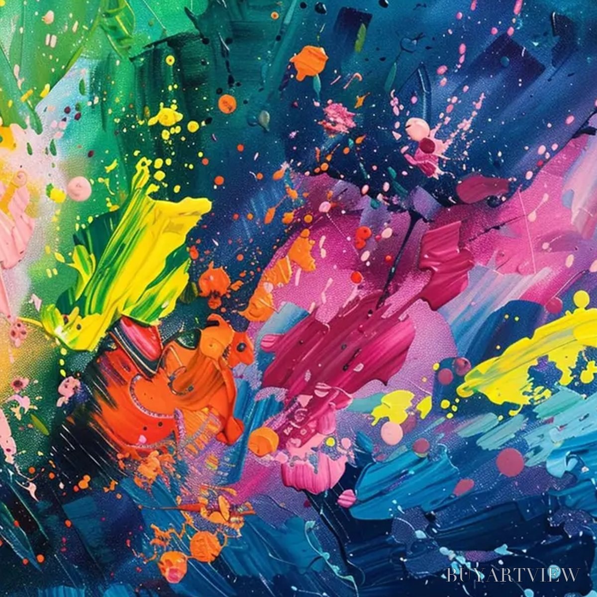 ARTOVITAS Spectrum Surge – Vibrant Abstract Textured Oil Painting - image 4