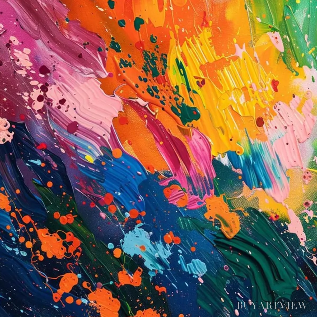 ARTOVITAS Spectrum Surge – Vibrant Abstract Textured Oil Painting - image 6