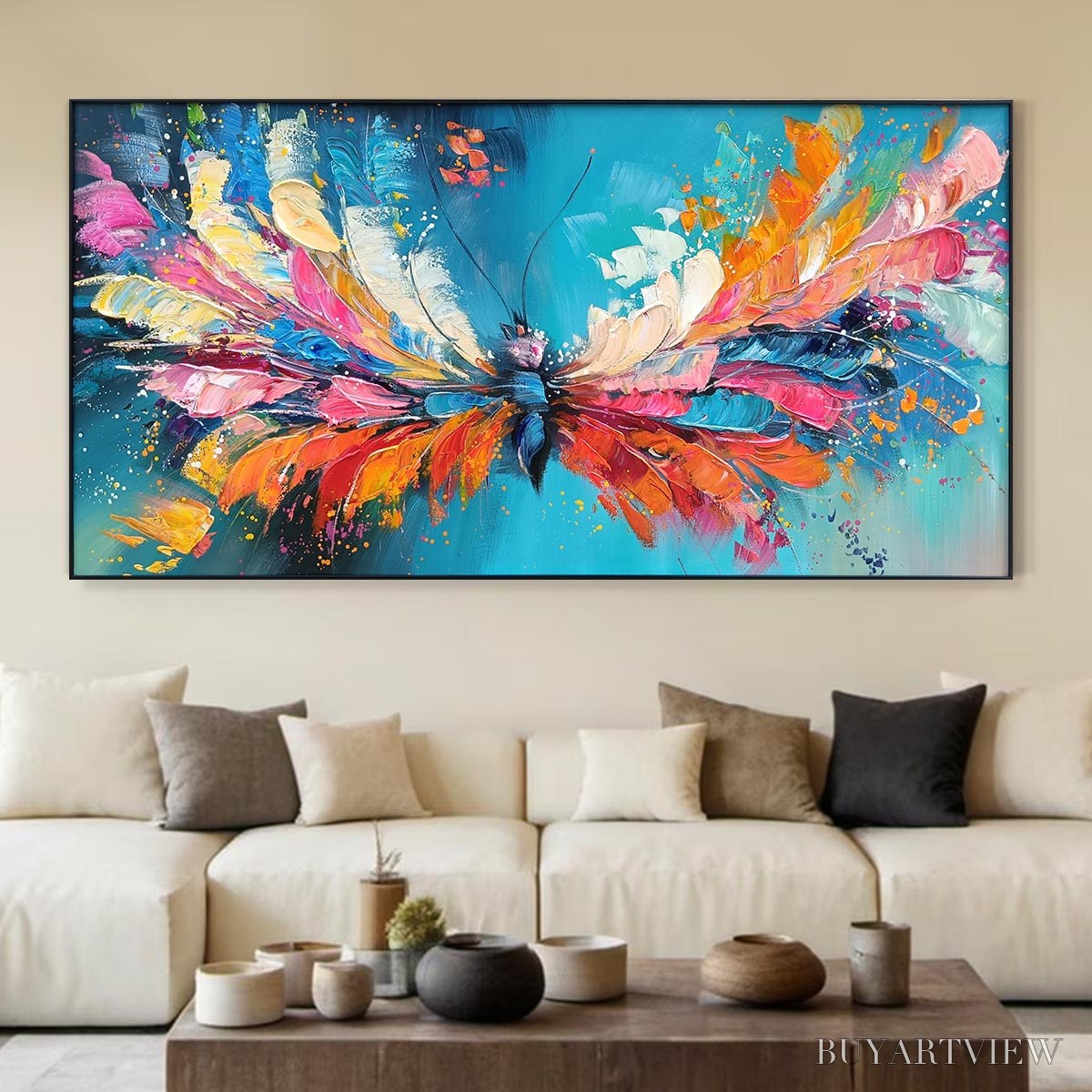 ARTOVITAS Ready to Ship | Metamorphosis | 28''X56'' | 70x140cm | Gold Frame - image 1