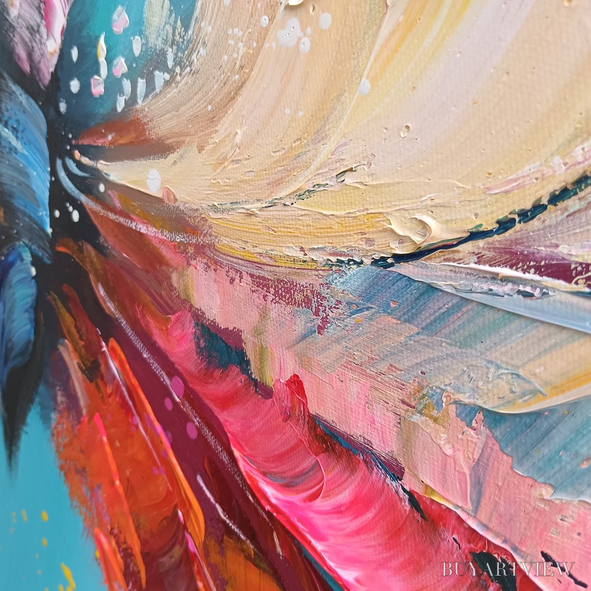 ARTOVITAS Ready to Ship | Metamorphosis | 28''X56'' | 70x140cm | Gold Frame - image 4