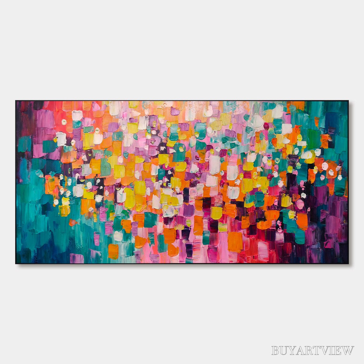 ARTOVITAS Ready to Ship | Spectrum Mosaic | 28''X56'' | 70x140cm | Black Frame - image 3