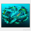 ARTOVITAS Aquamarine Dream – Textured Abstract Oil Painting in Blues & Greens - image 1