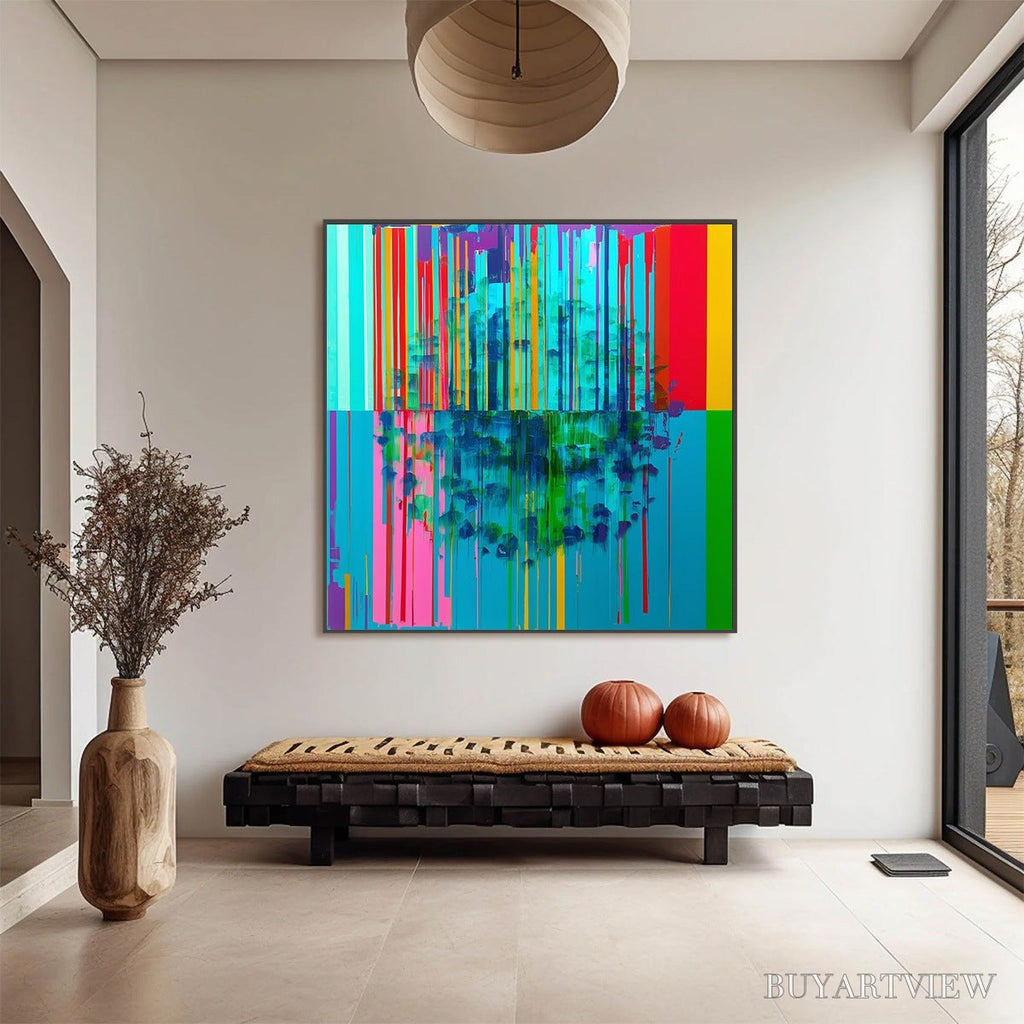 ARTOVITAS Reflected Glitch – Vibrant Abstract Glitch Art Oil Painting - image 2